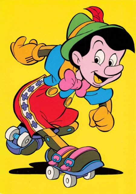 Disney Pinocchio Roller Skating Vintage Cartoon Postcard Unposted Made in Italy Disney Pinocchio Roller Skating Vintage Cartoon Postcard Unposted Made in Italy