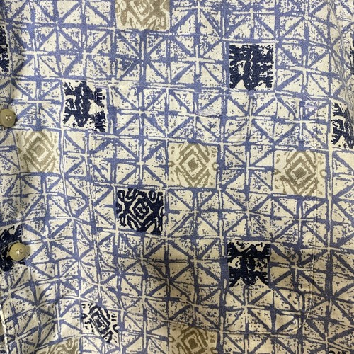 Vintage Bugle Boy Shirt Mens Large Blue 90's Short Sleeve Button Up Ramie - Picture 5 of 9