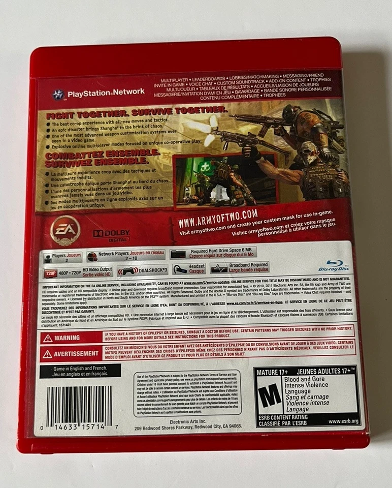 Army Of Two 40Th Day Greatest Hits 2010 Playstation 3 Complete W/ Manual Works - Image 2 of 4