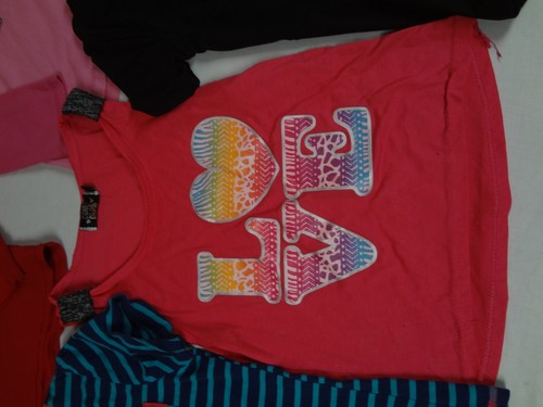 LOT OF 5 GIRLS TOPS SHIRTS 2 LONG SLEEVE 3 SHORTSLEEVE LOVE STRIPES #36 - Picture 5 of 8
