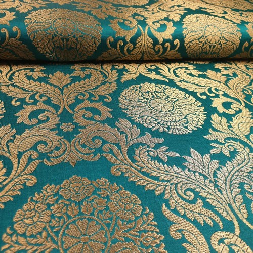 Brocade Ornamental Floral Fabric Gold Metallic Jacquard Craft Dress Material 44" - Picture 17 of 80