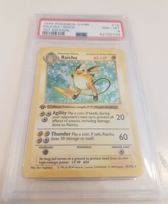 1999 Pokemon Base Set- 1st Edition Shadowless Holo- Raichu