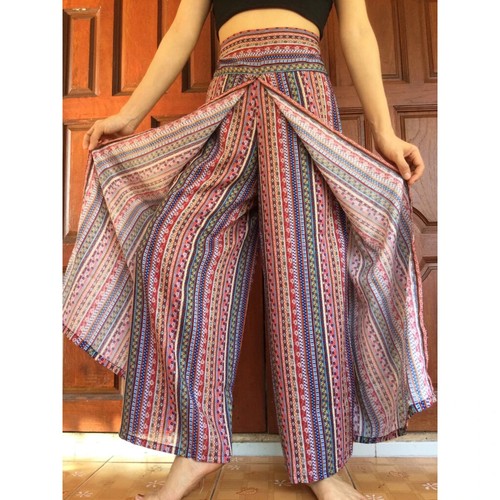 Damen Boho Palazzo Stil Yoga Sommer Strand Hose Thai Palazzo Stil Harem - Bild 30 von 40