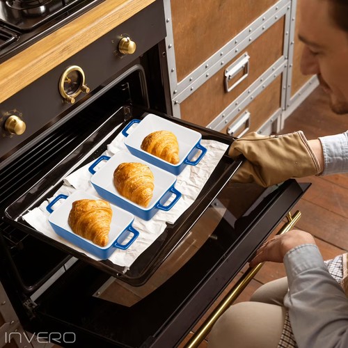 Baking Serving Dish Oven to Table Ceramic Mini Stoneware Rectangular Tray Blue - Picture 4 of 9