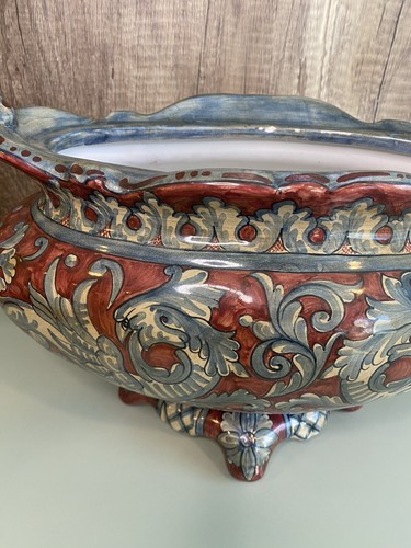 Baffoni Gubbio Italien Keramik Kunst Herzstück Antik Lg. Schale Vase Sammlerstück - Bild 15 von 24