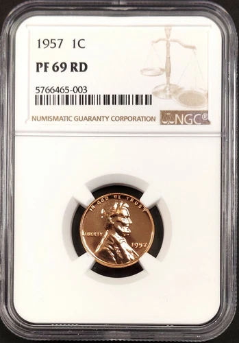 1957 Proof Lincoln Cent certified PF 69 RD by NGC! 