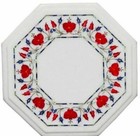 18" White Marble Table Top Coffee Corner Inlay Malachite Inlay Decor antique C1