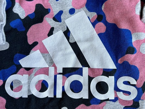 Adidas Sweatshirt Girls/Boys Size 8 Blue/Black/Grey/Pink Camo - Picture 2 of 7
