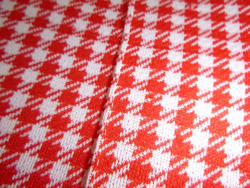 Vtg 70s NPC Fashions Polyester Shirt Jacket & Pants Set Red White Houndstooth Sz - Picture 8 of 9