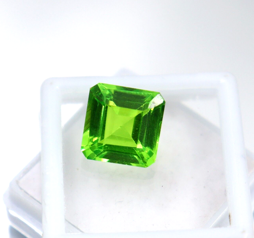 Piedras preciosas sueltas de peridoto verde corte radiante de 8,80 quilates certificadas San Valentín mejor oferta - Imagen 4 de 9