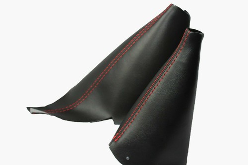 Leather w/Red Stitching Manual & Emergency Brake Boot SET Fits 02-06 Mini Cooper - Picture 2 of 5