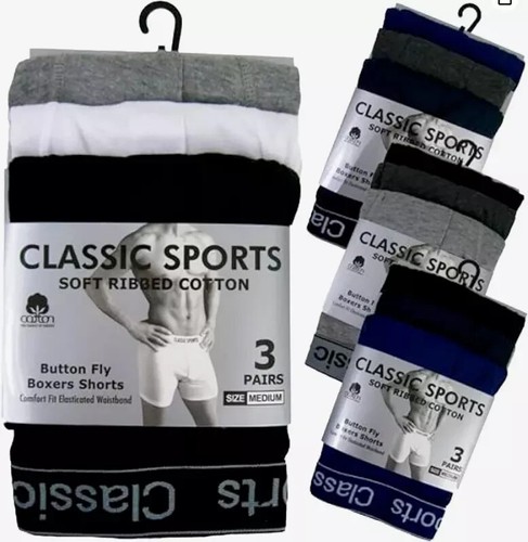 Mens Cotton Boxer Shorts Underwear Trunks Sports Pants 3 6 9 12 Pack All Sizes - Picture 4 of 19