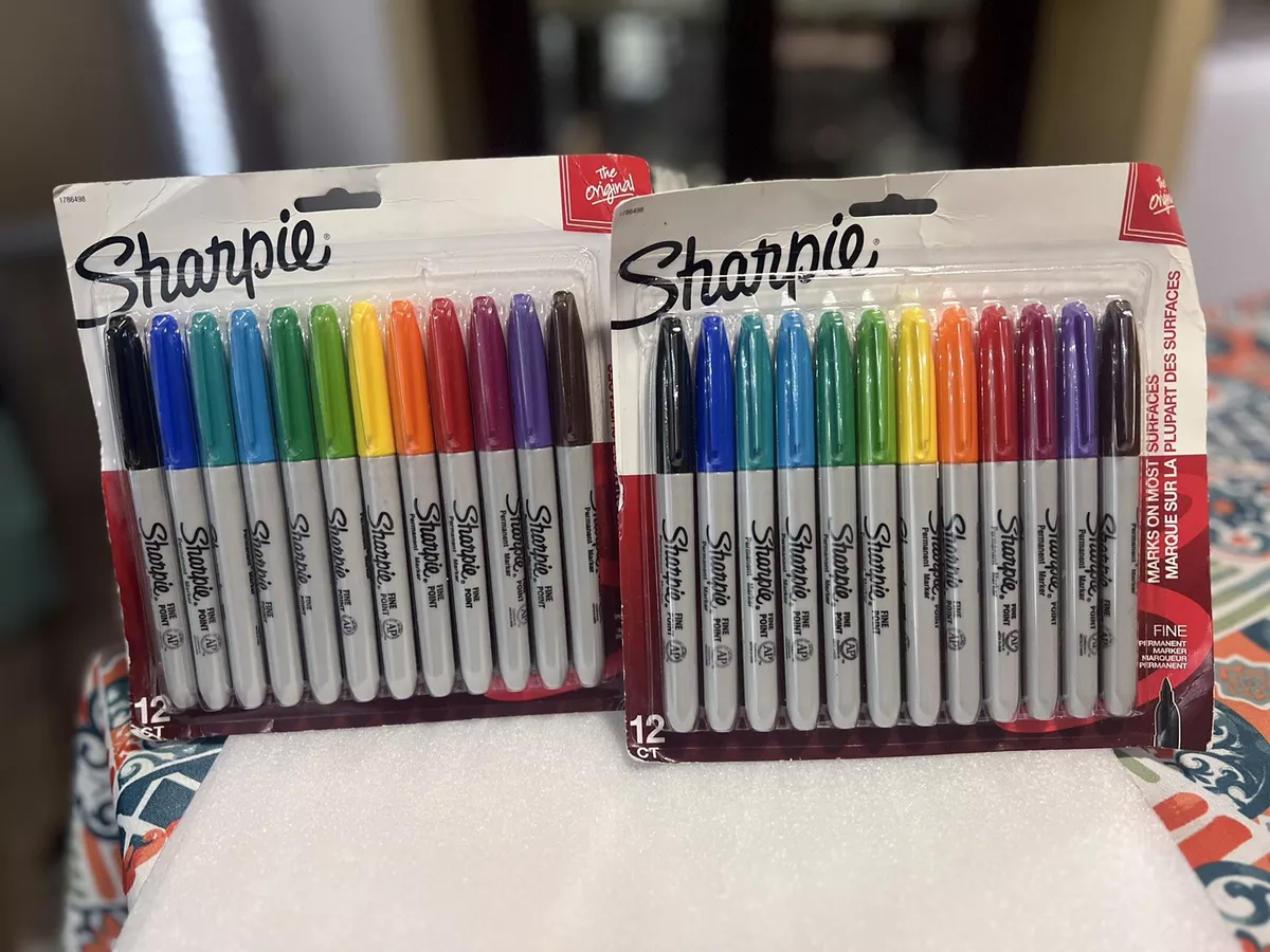 Sharpie Permanent Fine-Point Markers, Assorted Colors, Pack Of 12 Markers