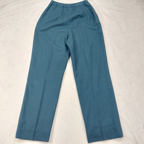 PENDLETON PETITE WOMENS VINTAGE BLUE GREEN TEAL 100% WOOL TROUSER PANTS SIZE 8 - Bild 8 von 8