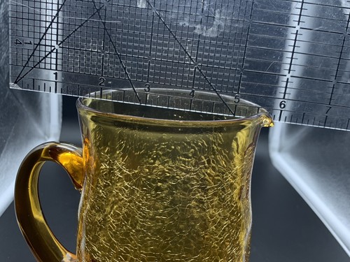 Crackle Glass Amber Pitcher Medium 8in Vintage Beautiful Condition Hand Blown - Picture 15 of 16