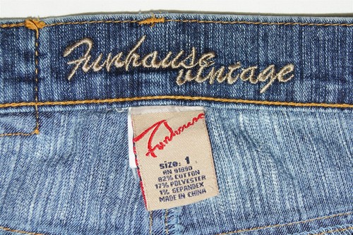Pantalones de mezclilla para mujer Funhouse talla 1 (26x32) remaches de estrás corte bota ajustados bordados - Imagen 7 de 11