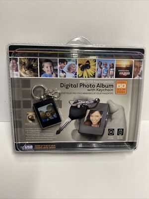 Innovage Digital LCD Photo Album Keychain 8MB USB Recharge 1.4in High Res - NEW!