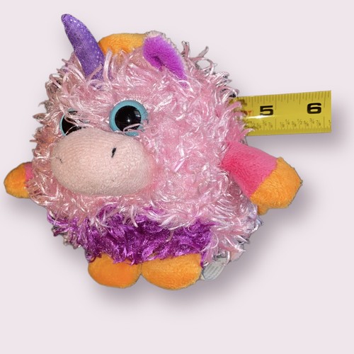 Unicorn Plushie (Purple-Pink) Round Whoorah Friends Stuffed Toy Plush 5" - Picture 6 of 8