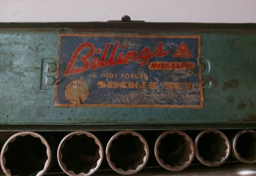 Billings Vitalloy 14 Stück 12 S. 1/2" Antrieb SAE Steckschlüsselsatz mit Metallbox VNG USA - Bild 8 von 23