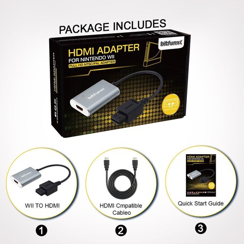Bitfunx HDMI Adapter for Nintendo Wii NTSC PAL Game Console 480i, 480p PAL 576i - Picture 3 of 5