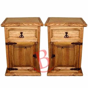 Two Rustic Rope Nightstands Western Cabin Lodge Solid Wood Bedroom Image Is Loading Two Rustic Rope Nightstands Western Cabin Lodge Solid