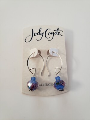 Jody Coyote Sterling Silver Kite Shaped Textured Drop Earrings With Dangle-NWT