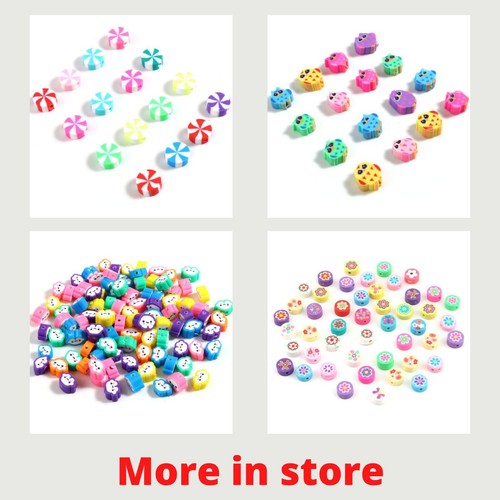Handmade Polymer Clay Beads Flat Random Love Hearts Bracelets Jewelry Making - Picture 6 of 7