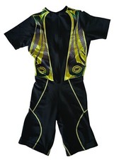 Enjoy Unisex Kids Black Yellow Short Sleeve One-Piece Shorty Jumpsuit Small