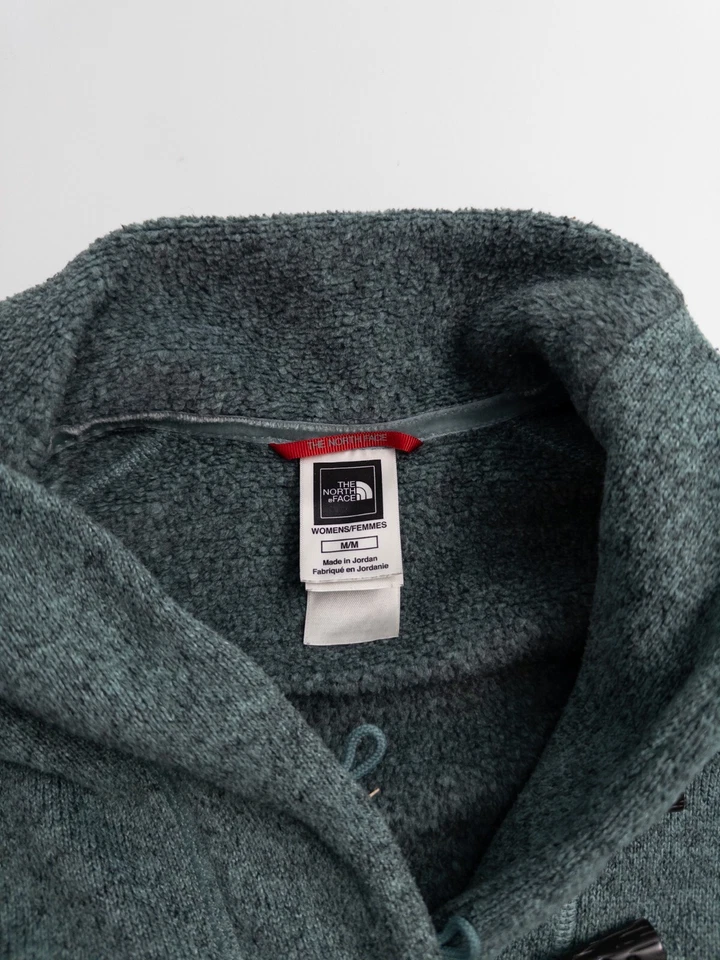 Pullover The North Face para mujer talla mediana verde jaspeado 1/4 manga larga poliéster Foto 2 de 4