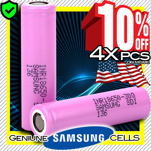 Samsung 30Q INR18650 3000mAh 15A Mod High Drain Lithium Battery Cell