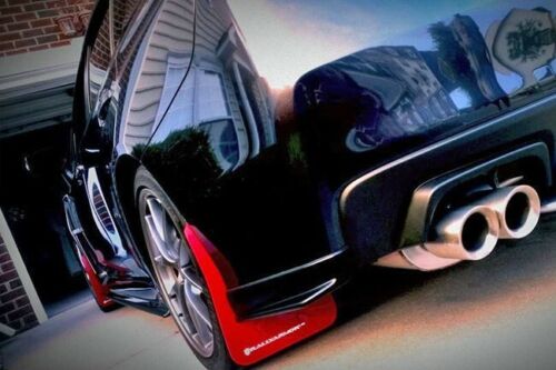 Rally Armor UR Series Red Mud Flaps w/ White Logo for 2015-2021 WRX & STI - Picture 3 of 6