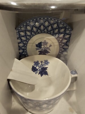 SPODE Blue Italian Collection Geranium - Tea Cup & Saucer Set NIB 