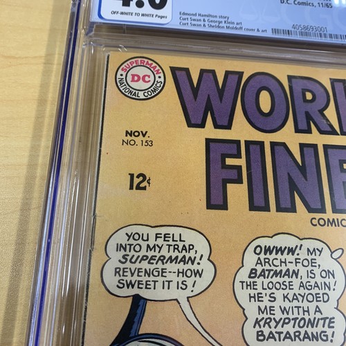 CGC 4.0 World's Finest Comics #153 Batman che schiaffeggia Robin pannello DC - Foto 5 di 12