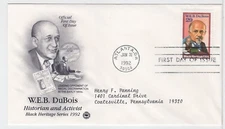 TurtlesTradingPost- W.E.B. DuBois- FDC 1992 #2617 Artcraft Variety Cachet