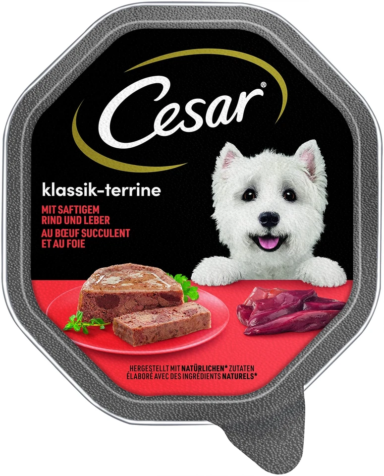 Adult Hundenassfutter Klassik-Terrine mit saftigem Rind und Leber 14 Schalen ... - Bild 2 von 4