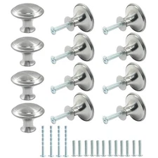 12PCS Silver Mushroom Knobs Stainless Steel Dresser Knobs 1 inch Diameter Rou...