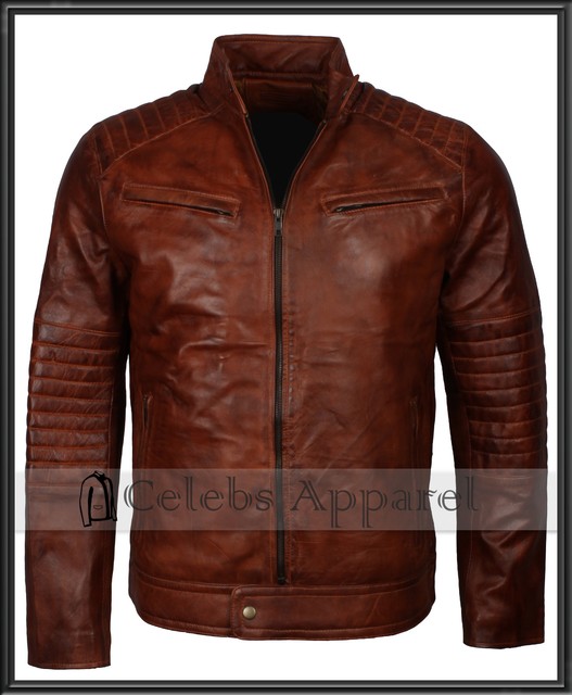 Mens Biker Fashion Designer Genuine Leather Casual wear Jacket in Antique