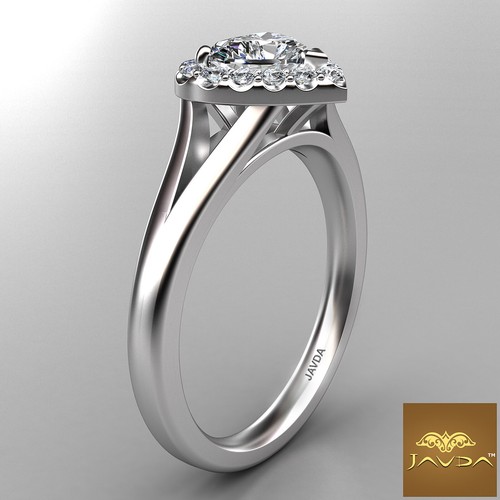 Halo Split Shank Heart Diamond Engagement French Pave Set Ring GIA G VVS2 0.70Ct - Picture 7 of 12