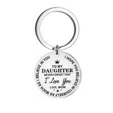 Cute Daughter Love You Mom Key Chain Stainless Steel Keyring Keyfob Xmas Gift