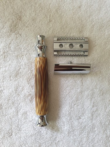 Nueva afeitadora de afeitar con mango de bambú reutilizable vintage de seguridad doble ecológica - Imagen 9 de 16