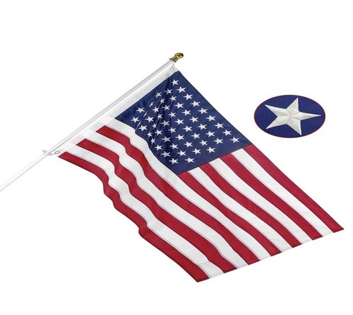 3 x 5 ft. American Flag, Embroidered Stars, Sewn Stripes, Rust-Resistant Grommet - Picture 2 of 13