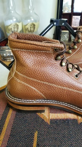Men's Vintage Style Brown Handcrafted Leather Lace To Toe Roofer Monkey Boots 44 - Picture 18 of 23