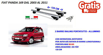 KIT BARRE PORTATUTTO PORTABAGAGLI PORTAPACCHI PREMONTATE FIAT PANDA II 2003/>2011