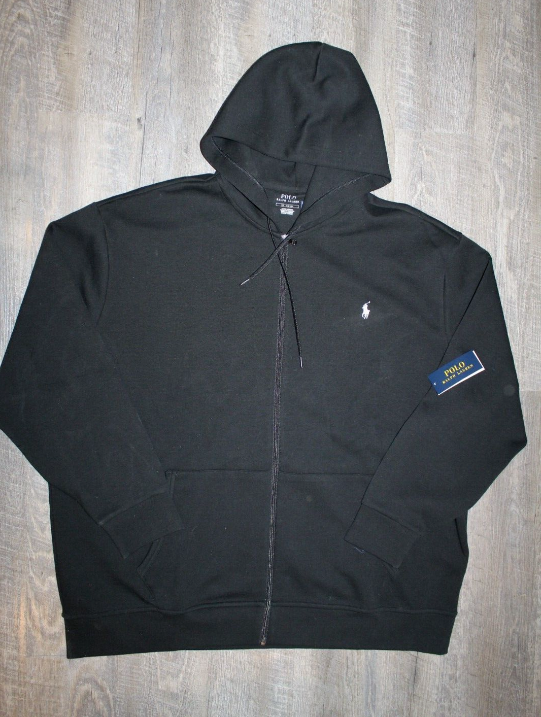 PONY Polo Ralph Lauren Big &Tall nera nuova con etichetta doppia maglia zip pista giacca 4XB