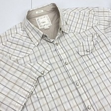 BKE Shirt Mens XL White Slim fit Short Sleeve Pearl Snap western rodeo buckle