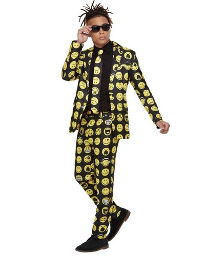 CA1382 Smiley Emoji Costume Fancy Dress 80s Festival Costume Stag Stand Out Suit - Picture 2 of 3
