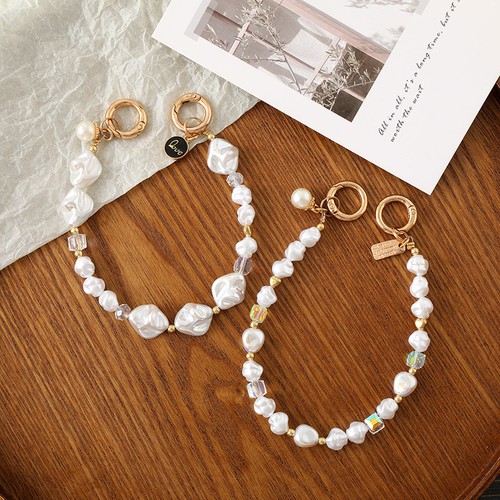 Special-shaped Pearl Crystal Bead Phone Chain Anti-Lost Lanyard Keychain Pen _pu - Zdjęcie 7 z 14