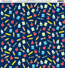 American Crafts Brands School  Boys Cardstock 12"X12"-Back To School-Pencil