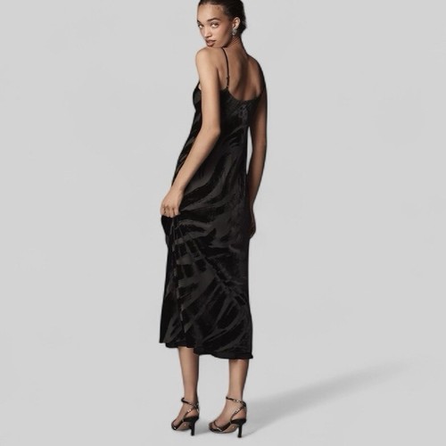 Abito midi slip velluto nero anthropologie nuovo con etichetta taglia M - Foto 10 di 10