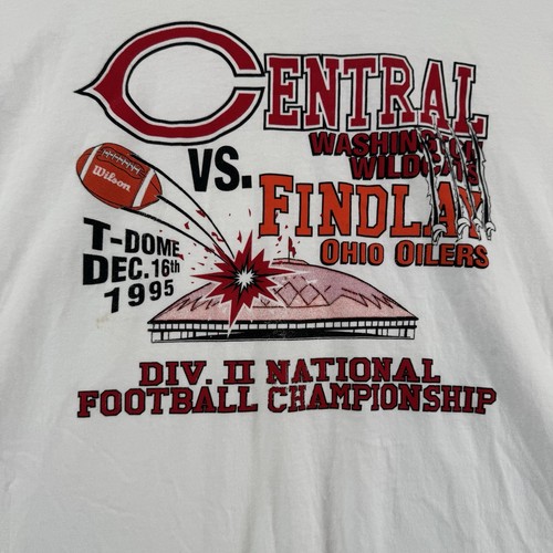 Vintage XXL 1995 Central Washington Wildcats VS Findlay Ohio Oilers Football Tee